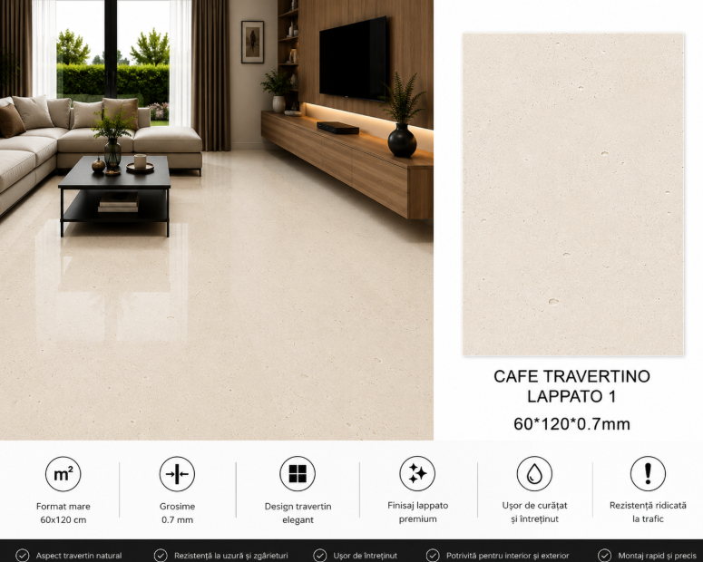 Gresie 60*120*0.7mm CAFE TRAVERTINO LAPPATO 1