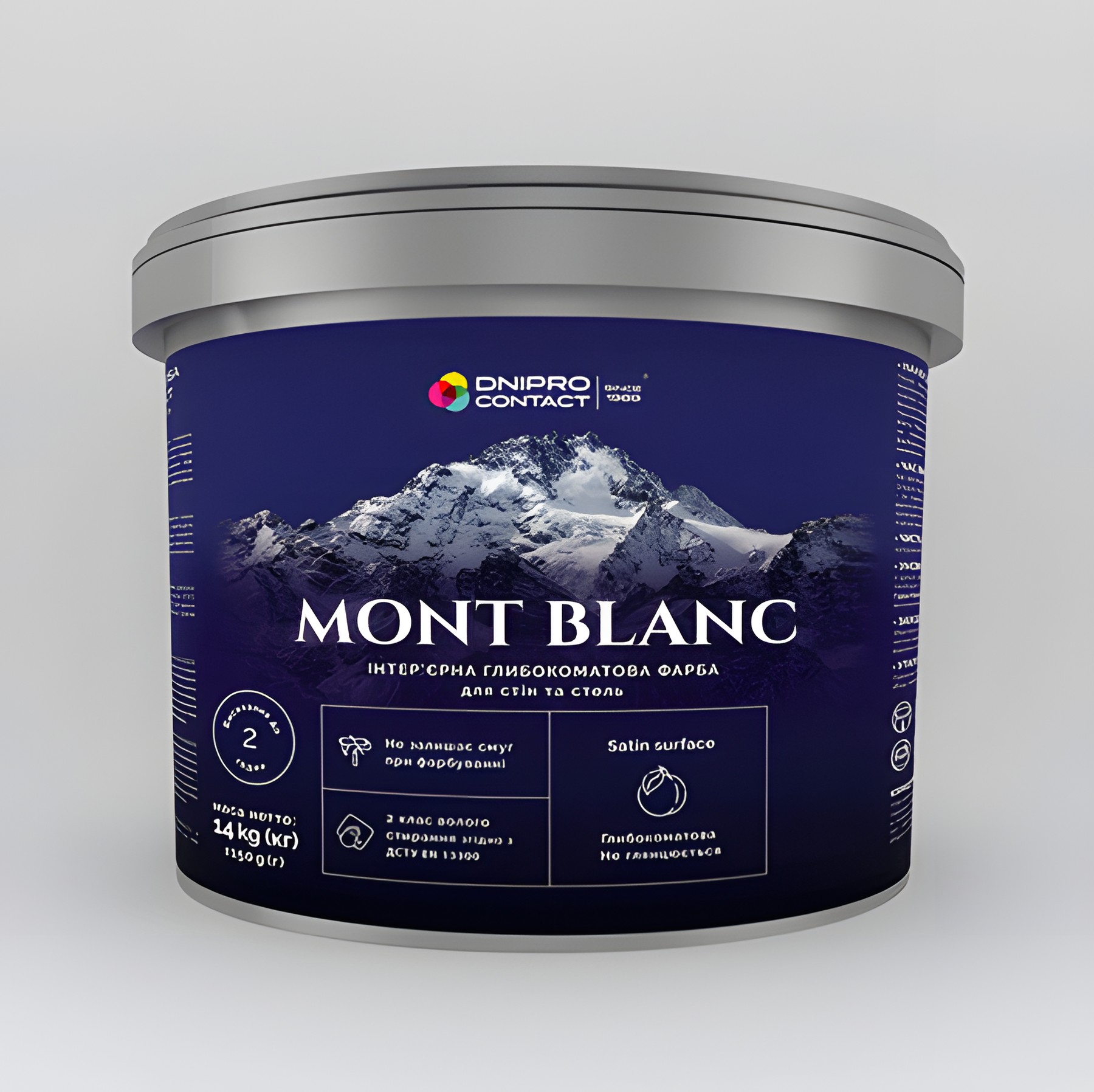 Vopsea acri.Satinl "MONT BLANC" p/interior 4.2kg