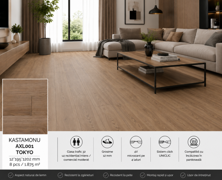 Laminat KASTAMONU AXL001 TOKYO 12*195*1202mm (8pcs/1.875m2)