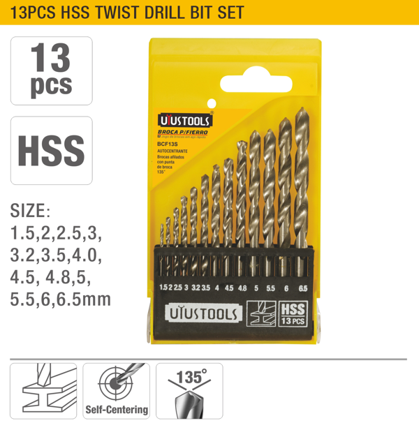 Set 13 burghiuri metal HSS BCF13S