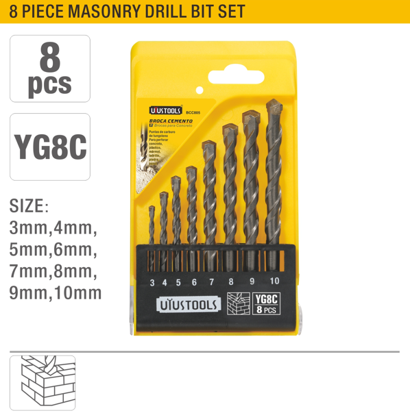 Set 8 burghiuri beton BCC805