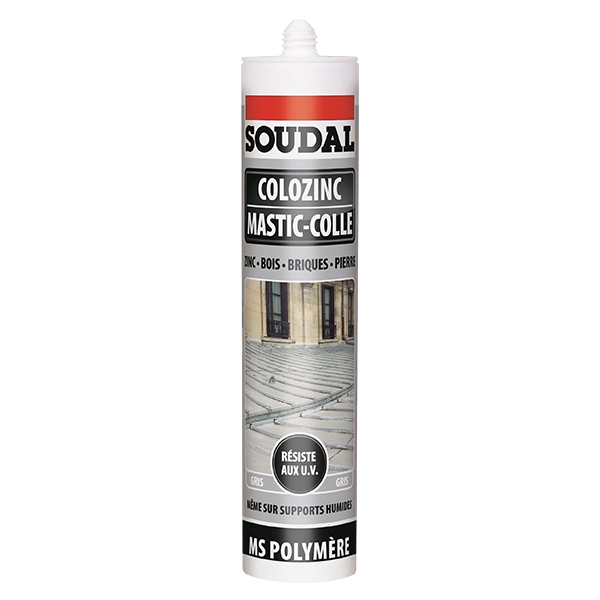 Adeziv-etanșant Soudal Colozinc gri 290 ml pentru țiglă metalică