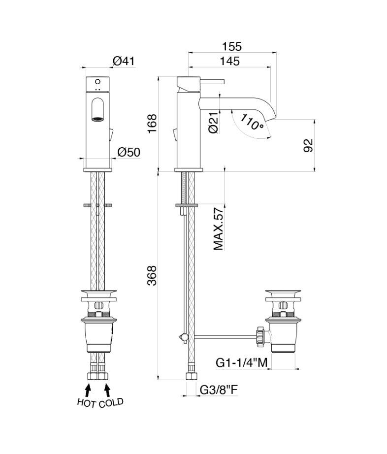 Baterie pentru lavoar VEMA MAIRA CHROME + Ventil pentru lavoar
