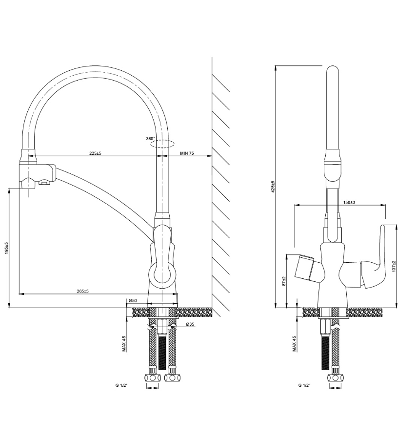 Robinet Lemark Comfort LM3071C-Grey pentru bucătărie cu conexiune la filtru de apă potabilă