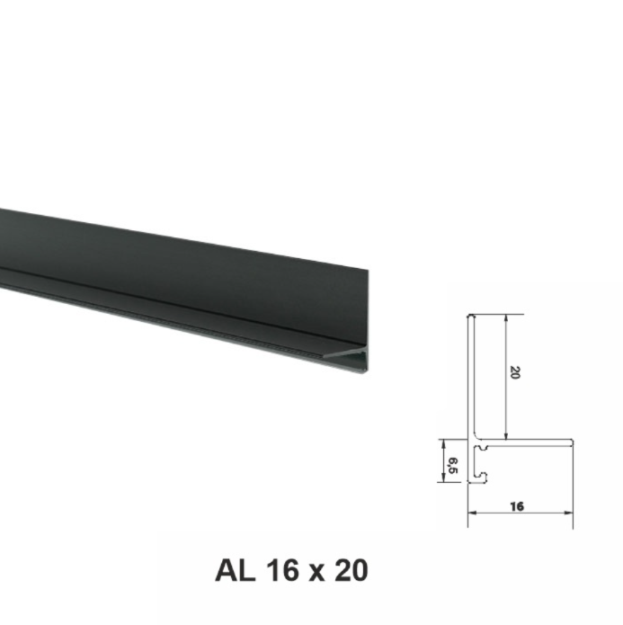 AL 16×20, Mini Plintă pentru Pardoseli, Negru Mat, 2.5m – terrastone.md