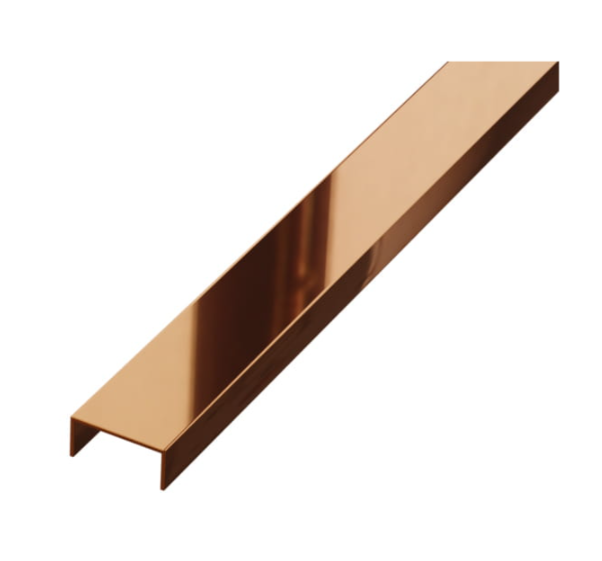 Профиль из нержавеющей стали U-20, 2700 мм, глянцевый, медь