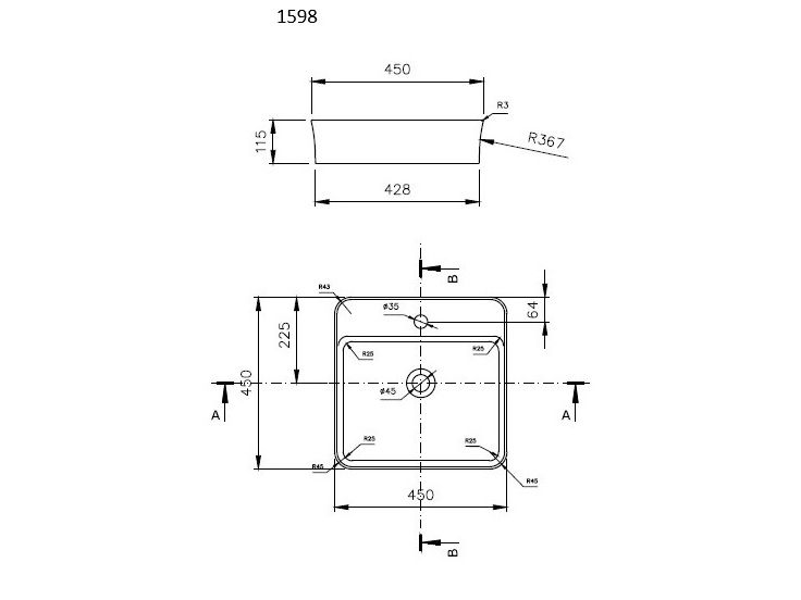Lavoar Bocchi Sottile Slim Washbasin 45cm