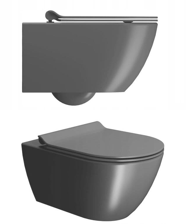 Vas veceu suspendat compact V Tondo WC 49cm Antracite Mat cu capac soft close