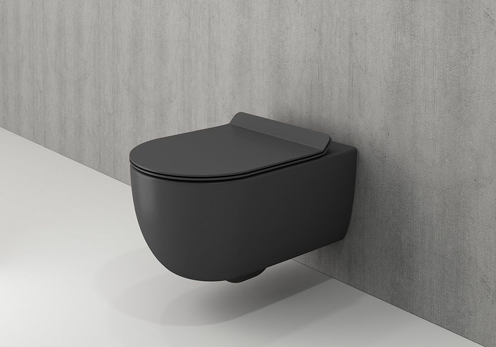 Vas veceu suspendat compact V Tondo WC 49cm Antracite Mat cu capac soft close