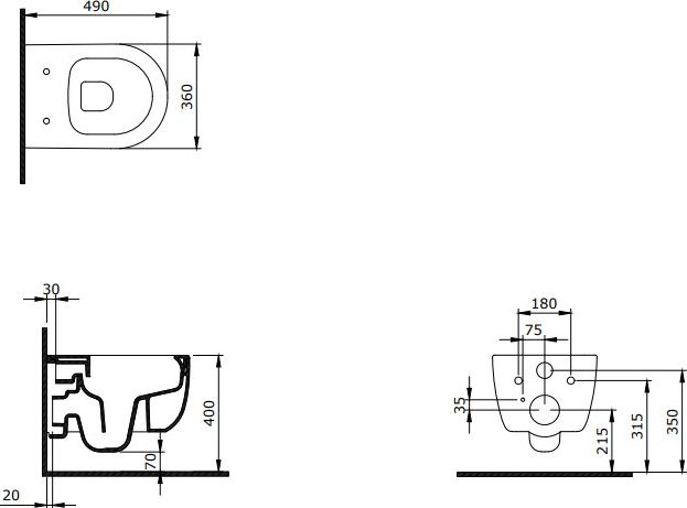 Vas veceu suspendat V Tondo WC Compact 49cm cu capac soft close