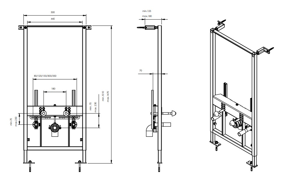 Инсталляция для подвесного биде BOCCHI