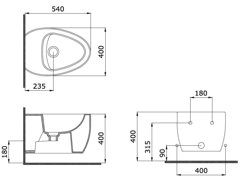 Bideu suspendat BOCCHI Etna Bidet 54cm Белый