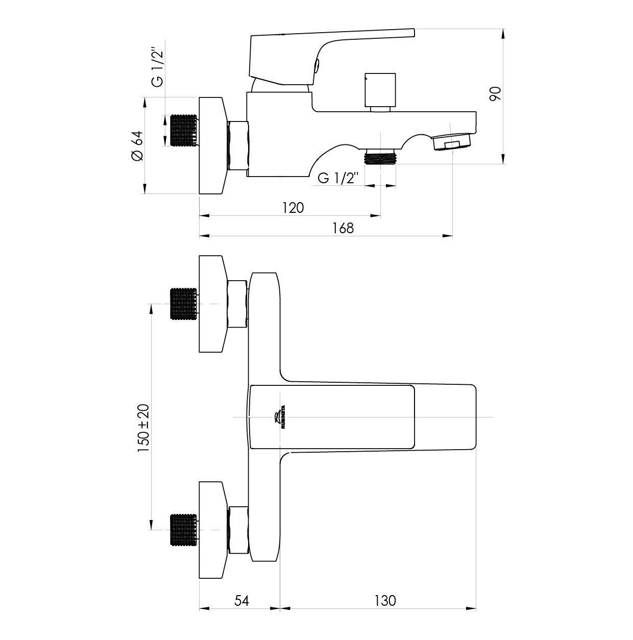 Baterie pentru baie RUBINETA Modena-10/K MD10K08