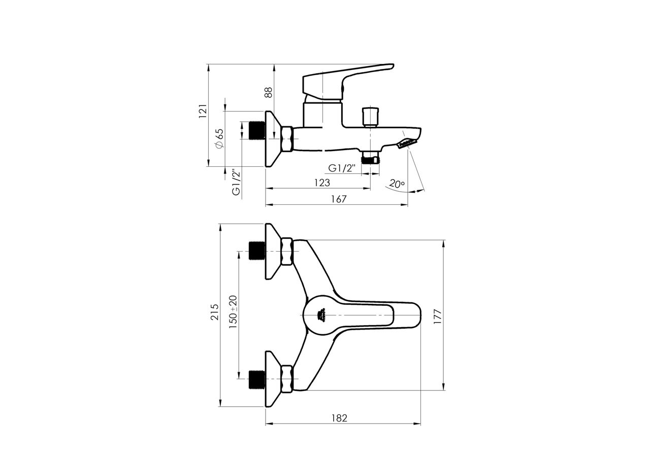 Baterie pentru baie RUBINETA UNO-10/K (WT2) N10D671