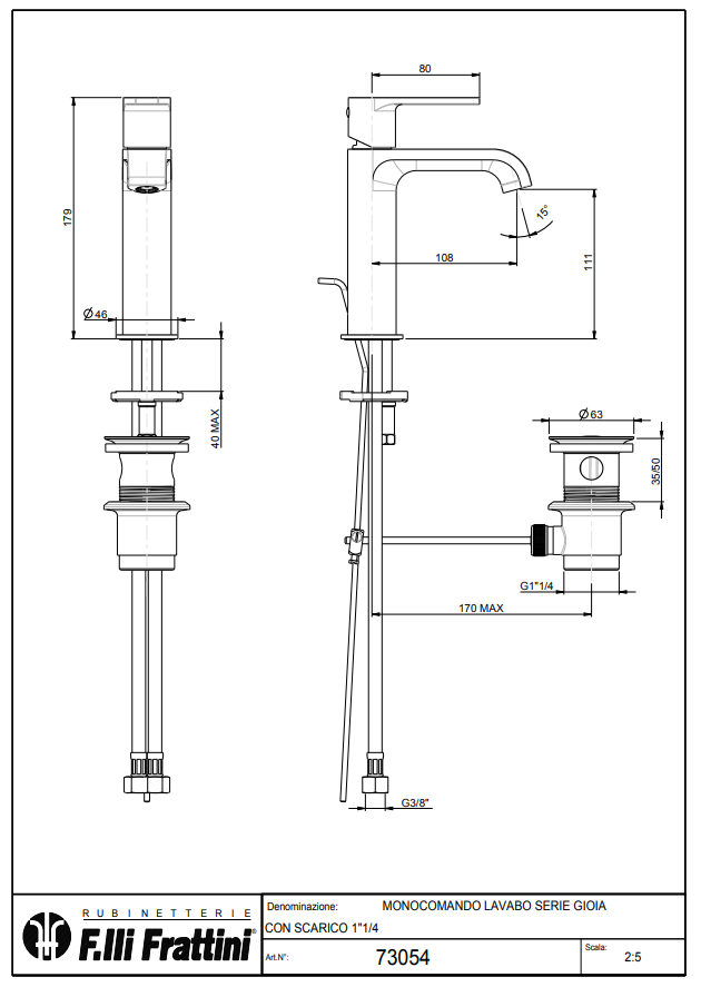 Смеситель для раковины Fratelli Frattini GIOIA 73050