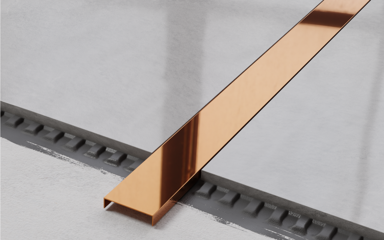 Profil Inox pentru gresie U-40-2440-COPPER-MI 40x240cm