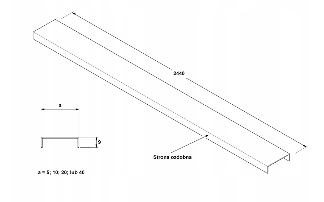 Profil Inox pentru gresie U-40-2440-SILVER-MI 40x240cm