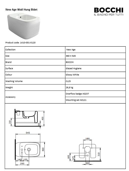 Bideu suspendat BOCCHI New Age Bide suspendat
