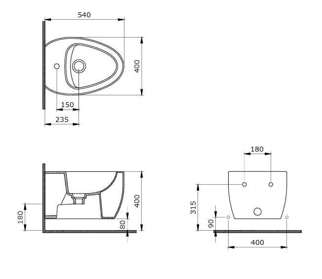 Bideu suspendat BOCCHI Etna Bidet Antracite Matt
