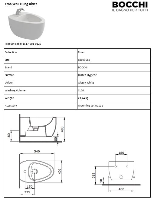 Bideu suspendat BOCCHI Etna Bidet Antracite Matt