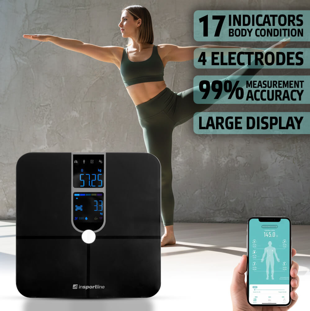 Cantar electronic de podea (max. 180 kg) inSPORTline Syncale 100 30432-1 black (13450)