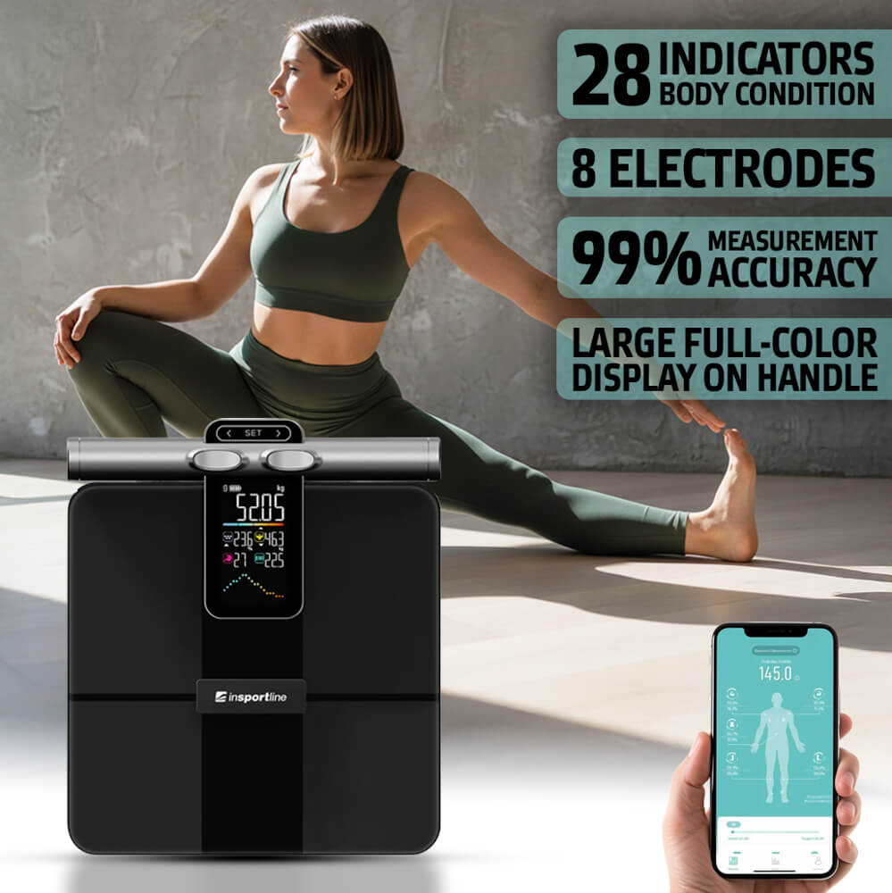 Cantar electronic de podea (max. 180 kg) inSPORTline Syncale 200 30434 black (13451)