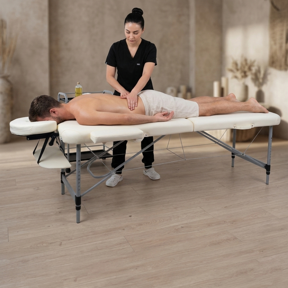 Массажный стол алюминиевый (макс. 250 кг) inSPORTline Morrani IN30702-2 cream