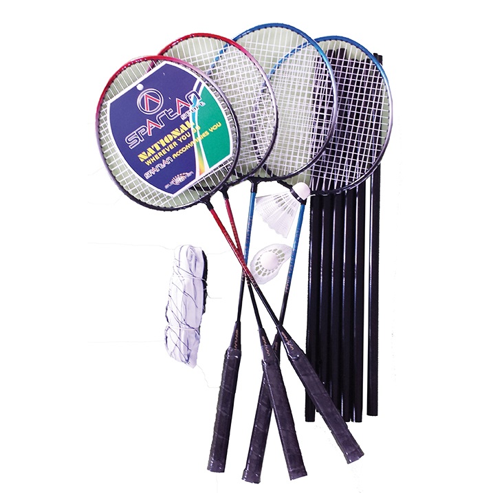 Set badminton (4 palete + 3 fluturasi + plasa + stilpuri + husa) Spartan Garden S5438 (14316)
