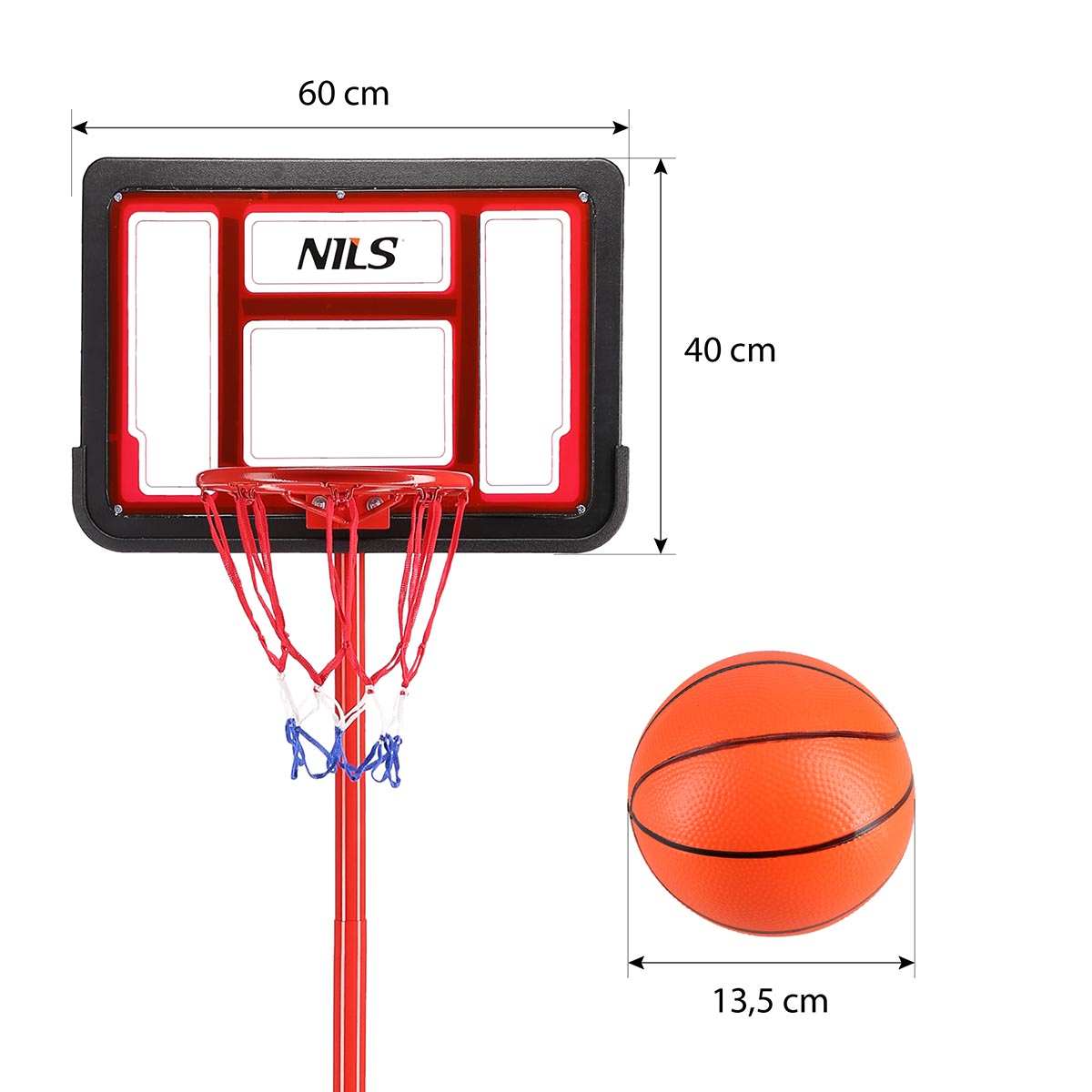 Stand baschet + panou cu inel si plasa + minge cu pompa h=147–197 cm Nils ZDK881A 10-20-007 (14257) 3