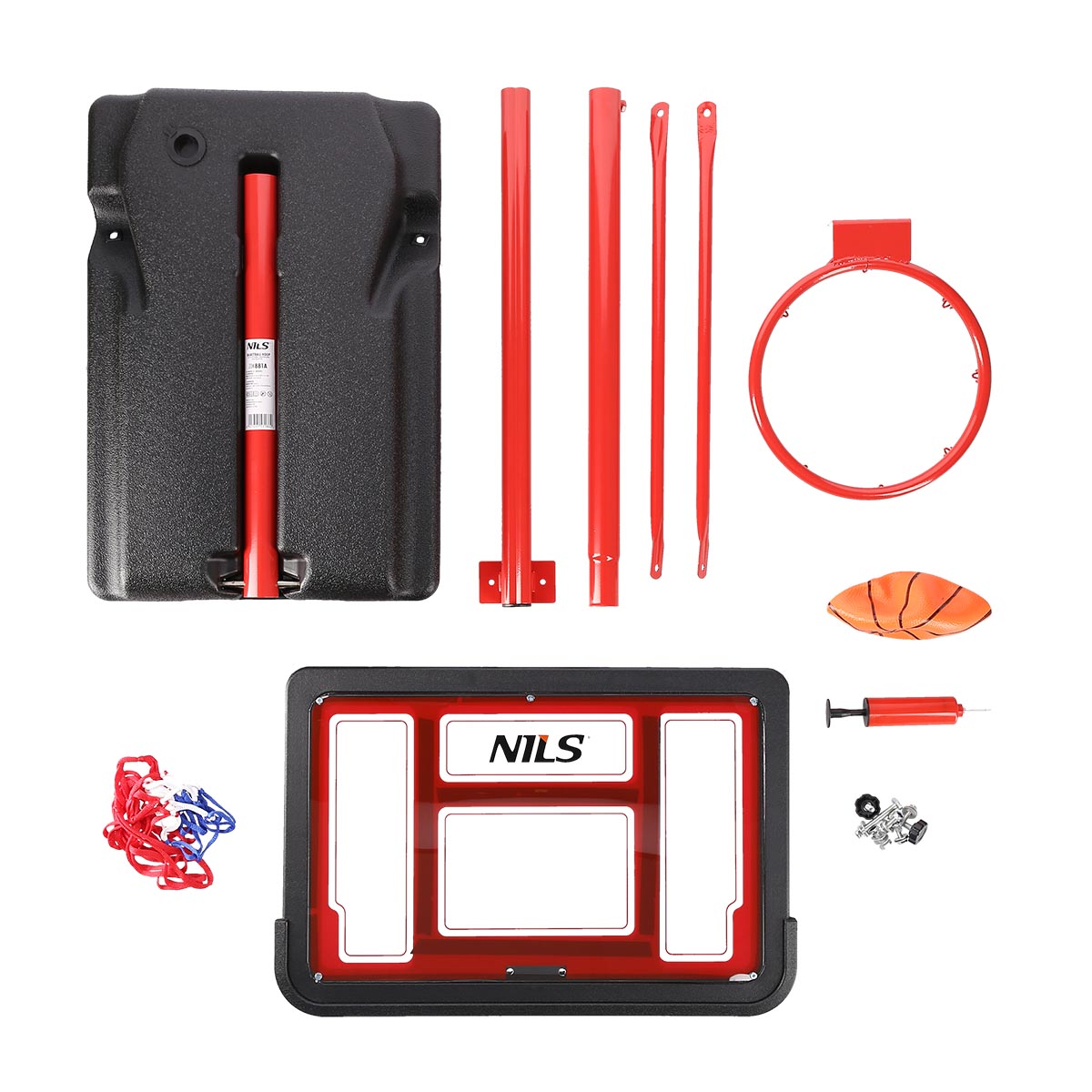 Stand baschet + panou cu inel si plasa + minge cu pompa h=147–197 cm Nils ZDK881A 10-20-007 (14257) 4