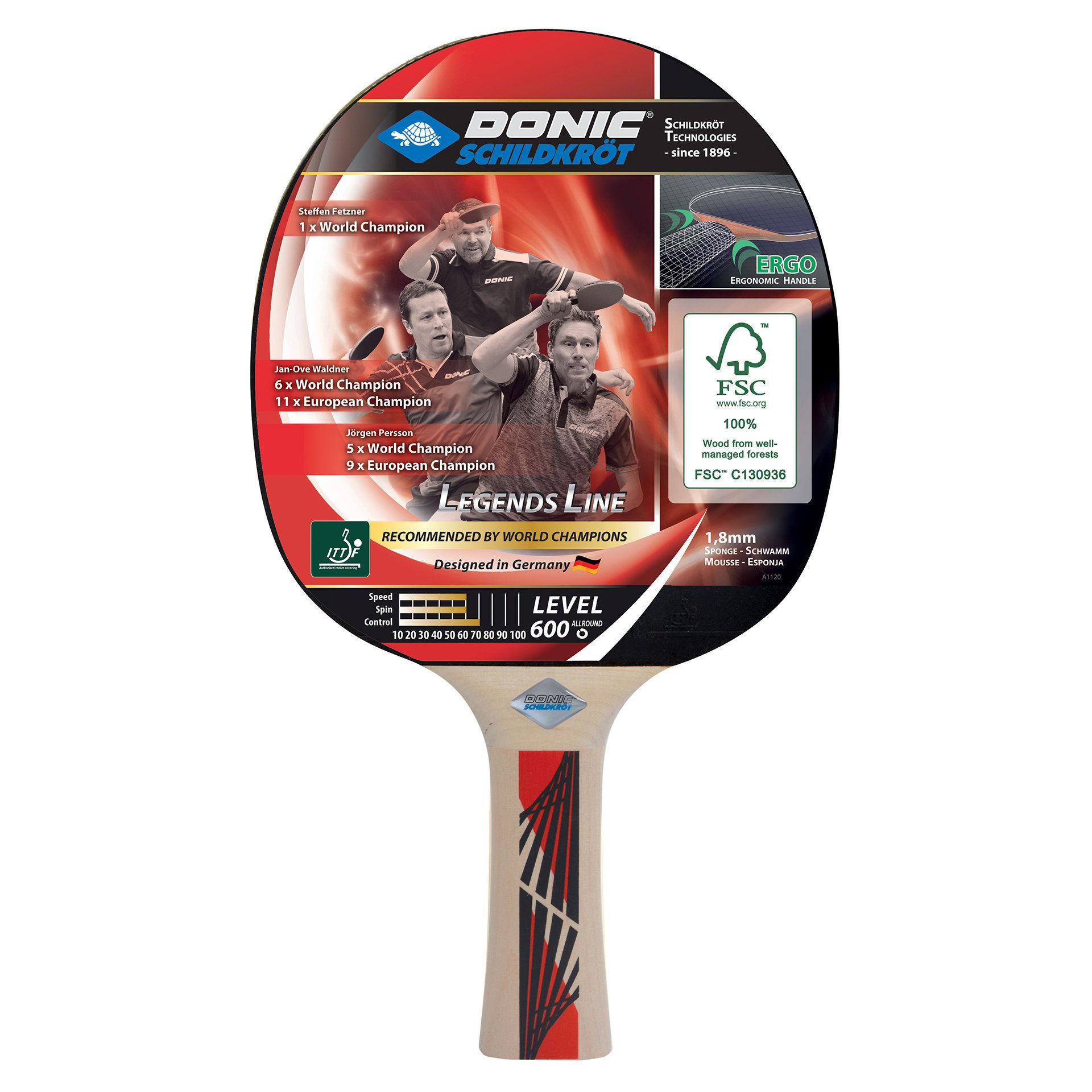 Paleta tenis de masa 1.8 mm, level 600 Donic Schildkrot Legends 724416 (3194)