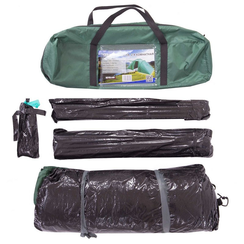 Cort turistic pt 4 persoane cu 2 camere, copertina si vestibul SY-100804 (2291)