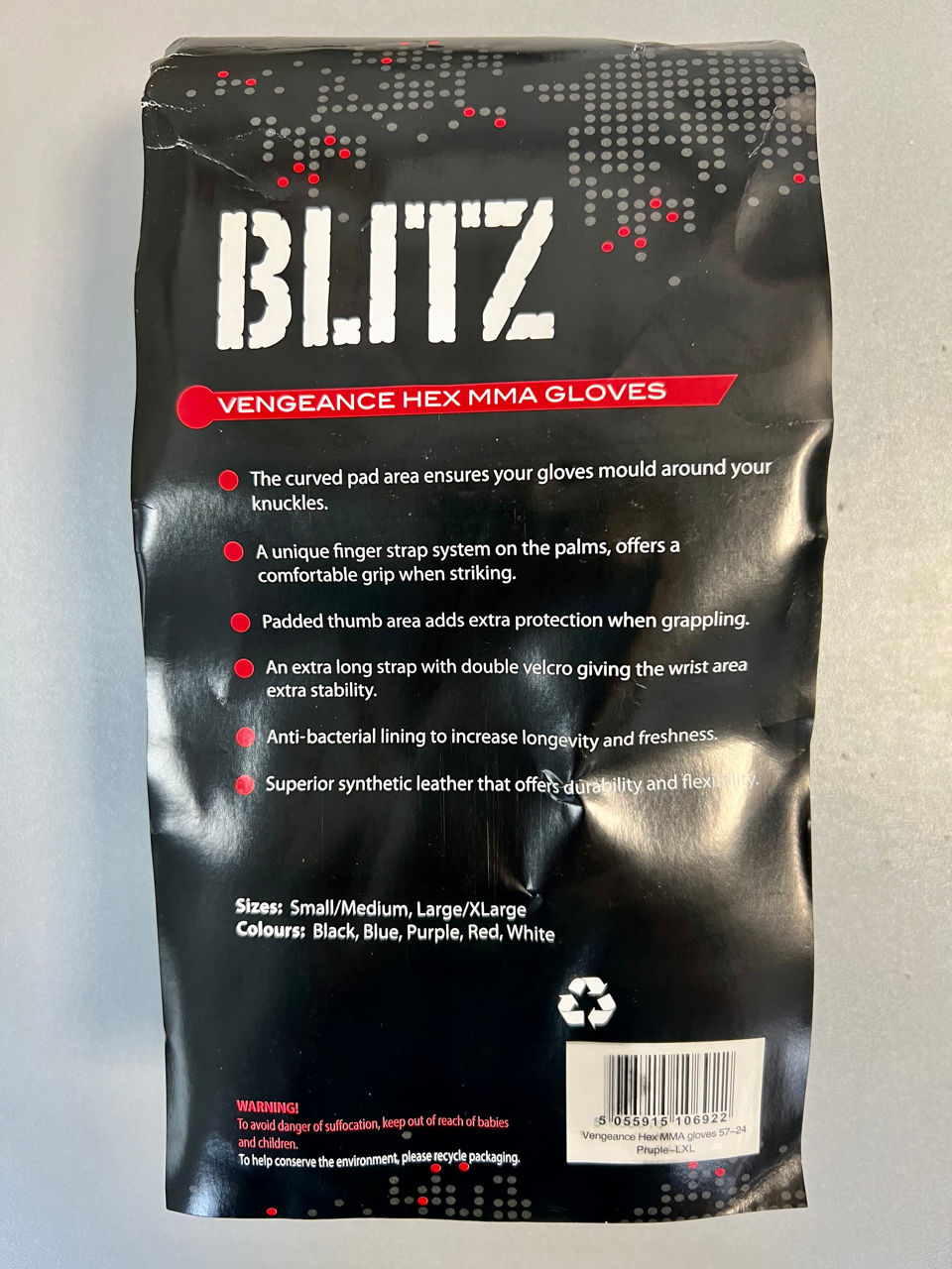 Manusi MMA L/XL Blitz Vengeance Hex Gloves 57-24 (9356)