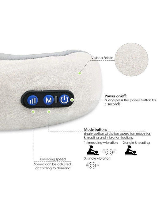 Массажная подушка для шеи 2-в-1 U-Shaped Massage (5612)