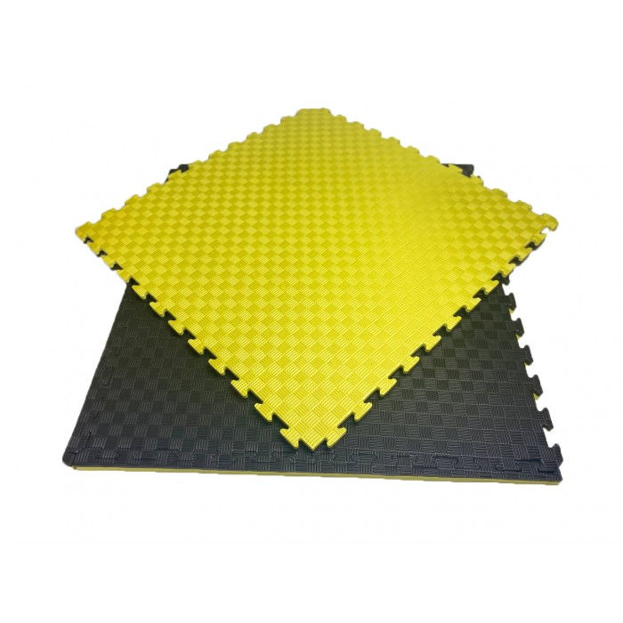 Tatami mat Eva Puzzle 1х1 m, 4 cm, 80 kg/m3 yellow-black (5473)