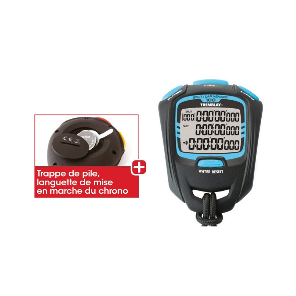 Cronometru 100 memories + baterii Tremblay CHRO108 black/blue (4133)