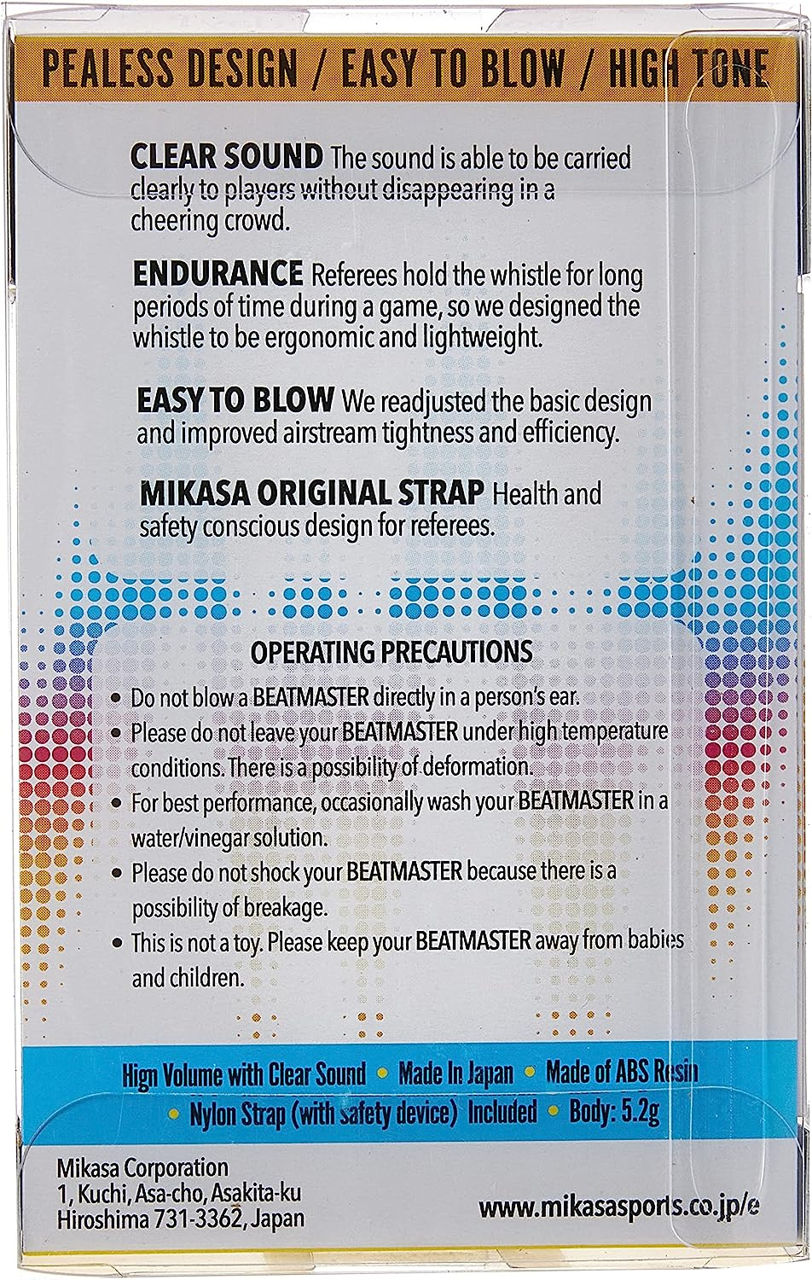 Fluier pt arbitru din plastic 110 dB Mikasa Beatmaster FIVB (9251)