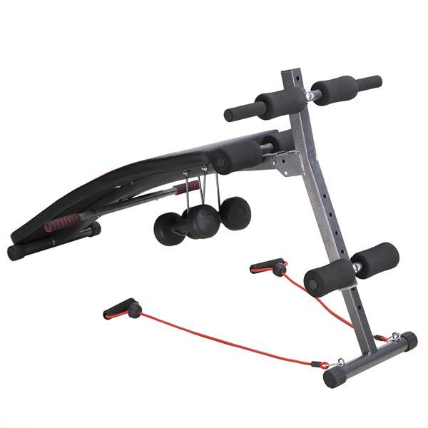 Скамья мультифункциональная с гантелями и эспандерами (макс. 110 кг) HMS L8355 17-53-100 (5631)