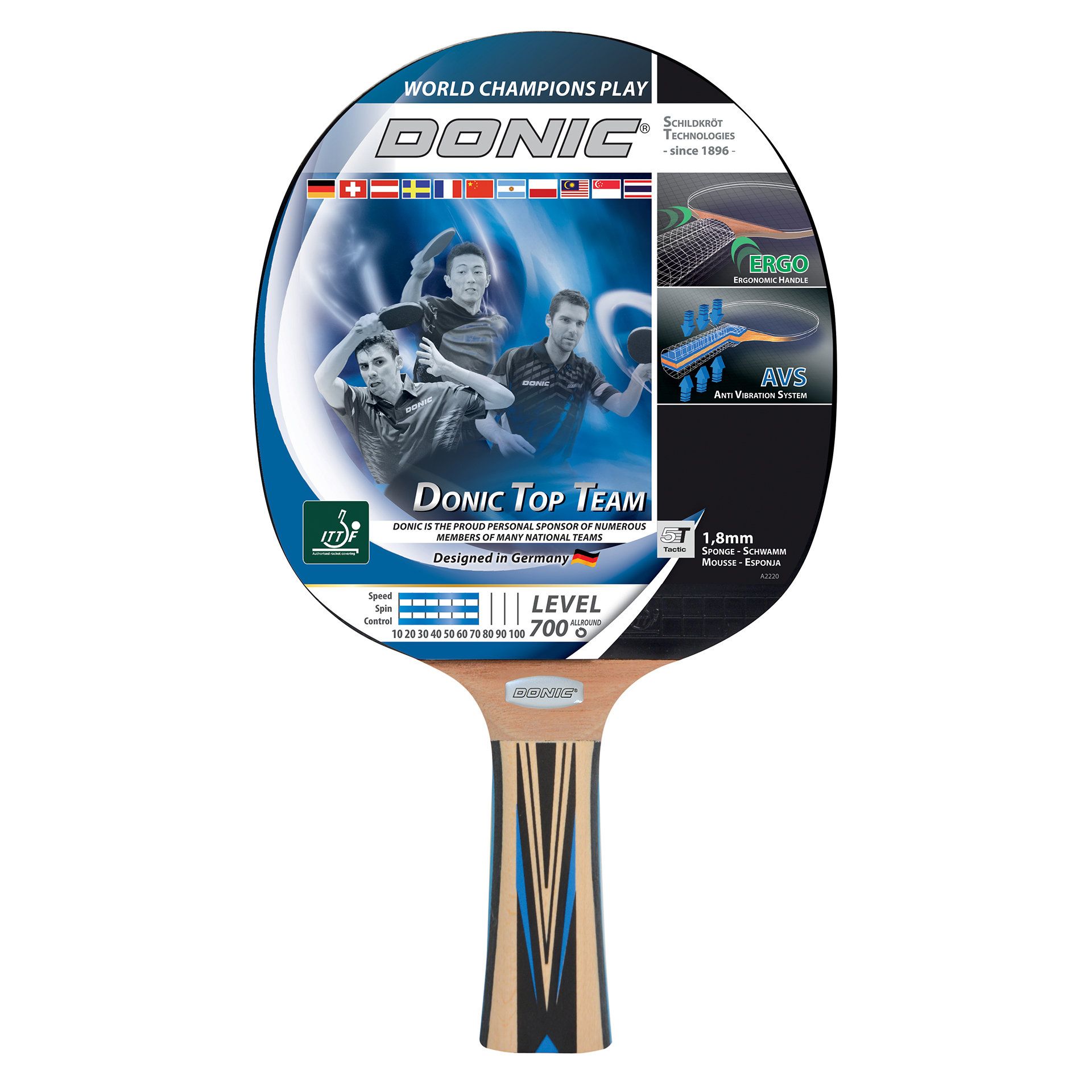 Paleta tenis de masa 1.8 mm, level 700 Donic Schildkrot Top Team 754197 (3200)