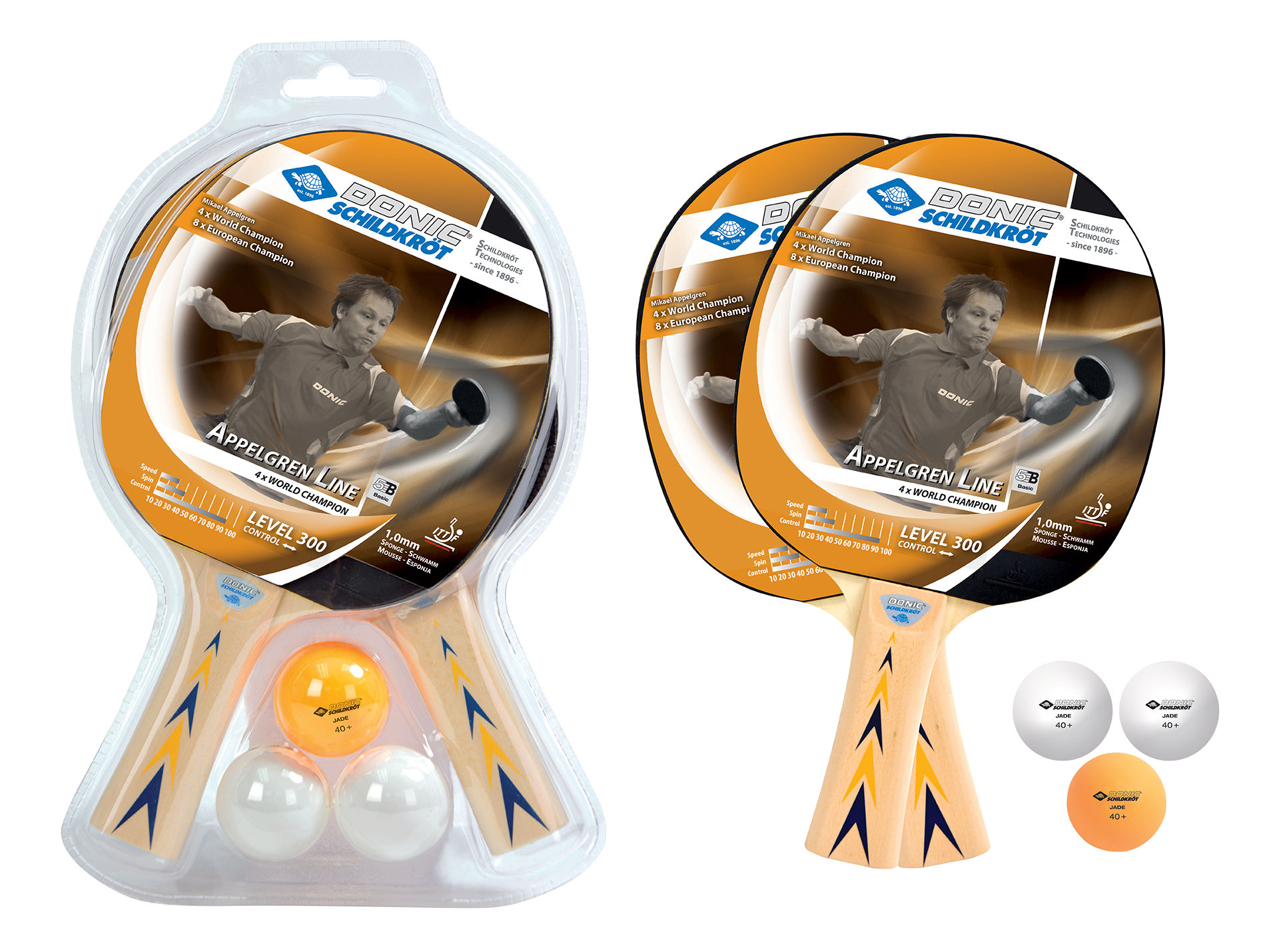 Набор для настольного тенниса (2 ракетки + 3 мяча) Donic Level 300, ITTF (3218)