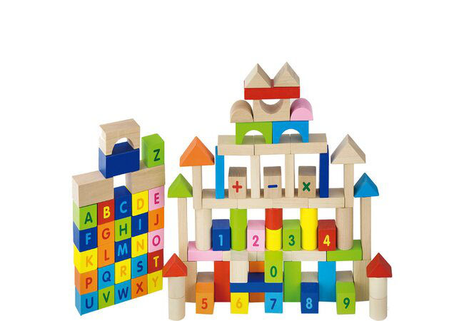 Конструктор деревянный (100 элементов) "Буквы и числа" 50288 (7051)