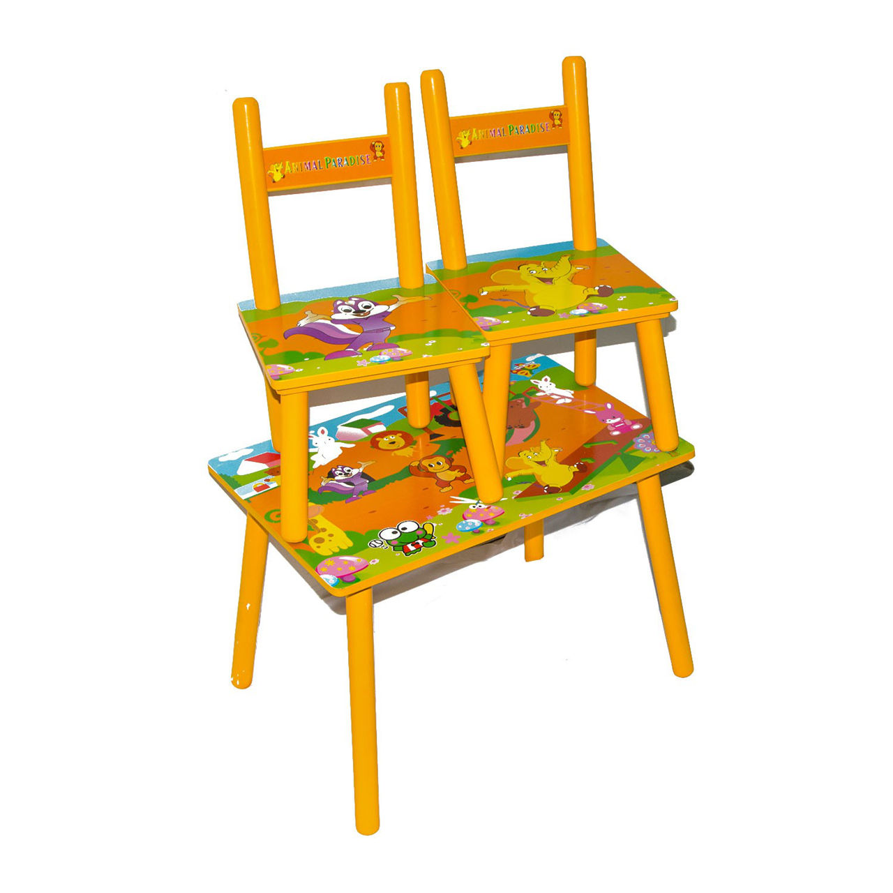 Masuta + 2 scaunele din lemn "Animal Paradise" 109755 (7118)