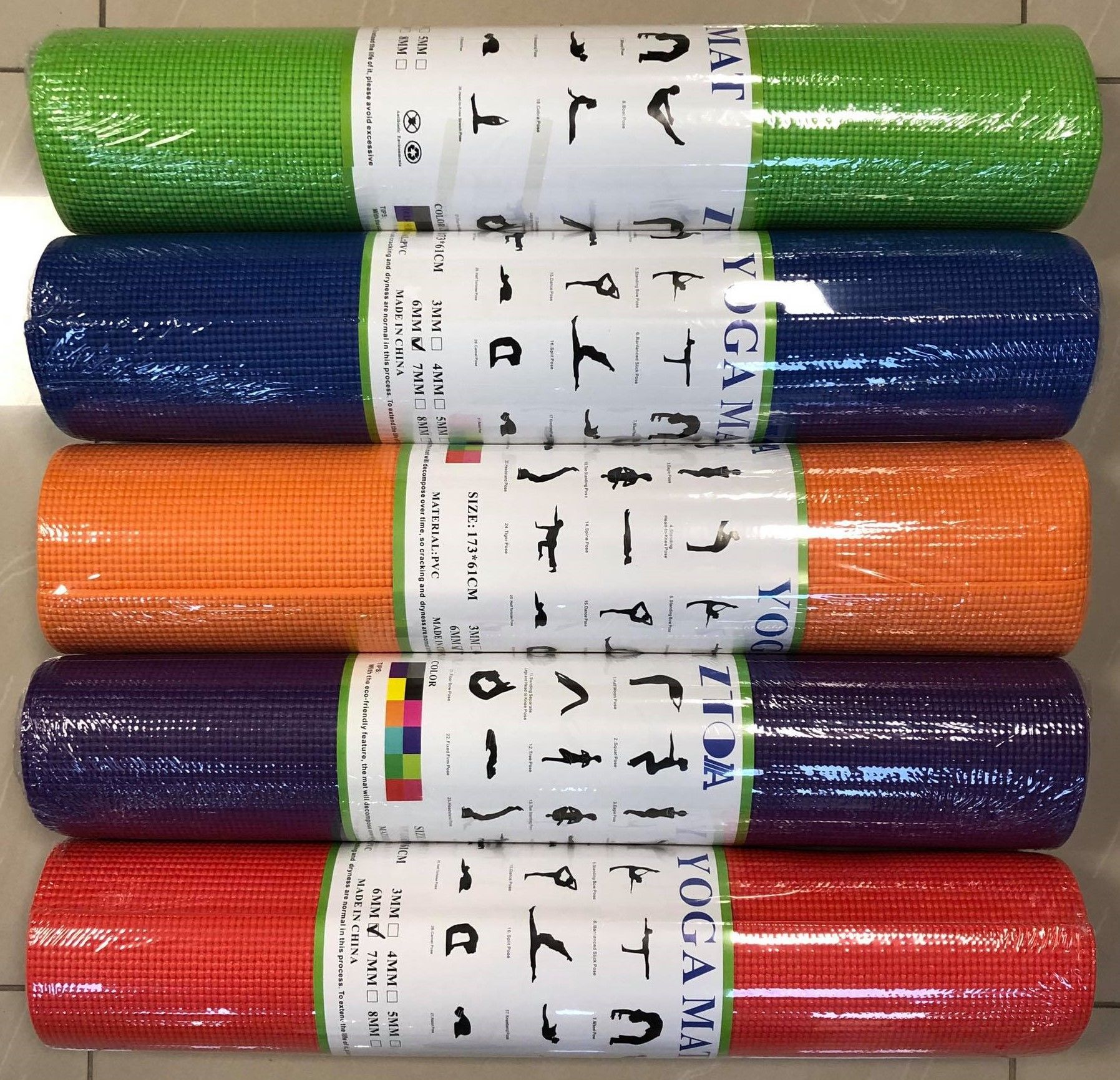 Коврик для йоги с чехлом 173х60х0.6 см PVC  (3730)