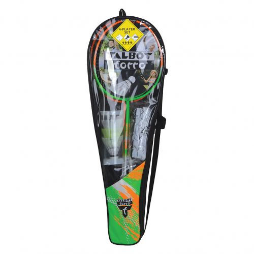 Набор для бадминтона (сетка, стойки, 4 ракетки, 3 воланчика, чехол) Talbot Torro 4-Attaker 449414 (9079)