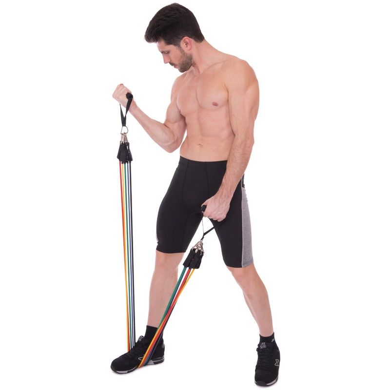 Набор эспандеров (5 жгутов + ручки) Double Cube ET-501 (5571)