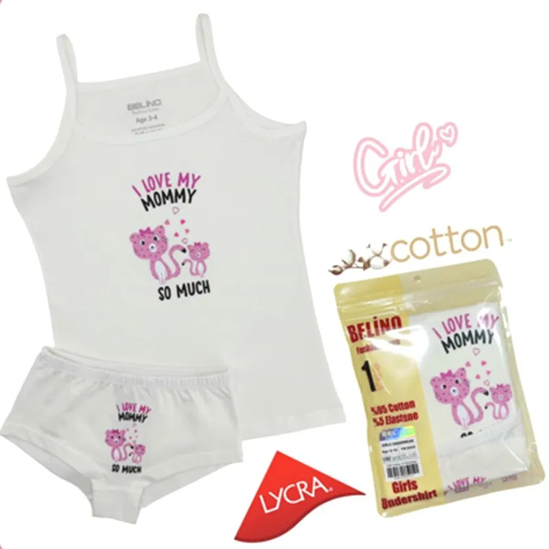 Set Fete maiou cu chiloti crem