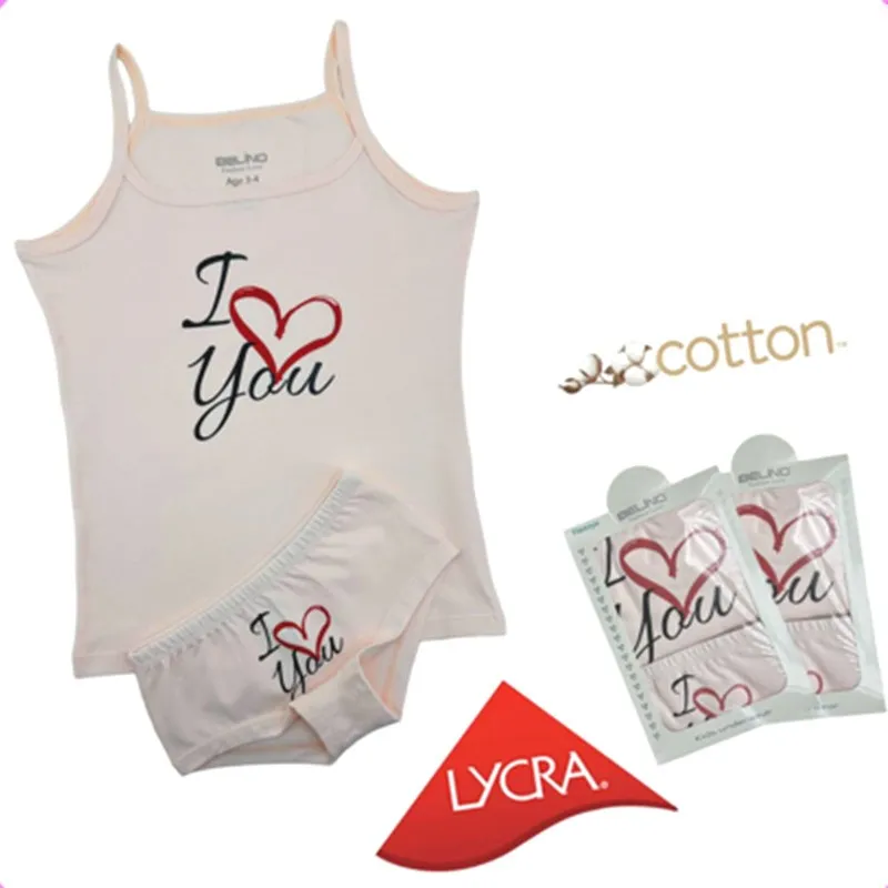 Set Fete maiou cu chiloti roz