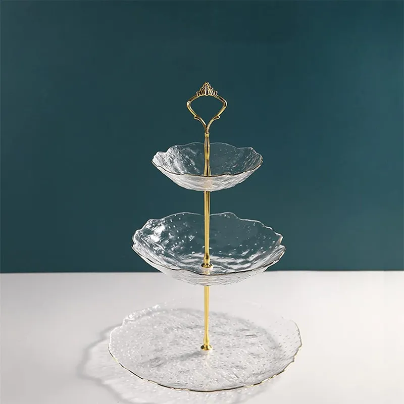 Fructiera etajata 3 nivele sticla transparenta (14x20x26)