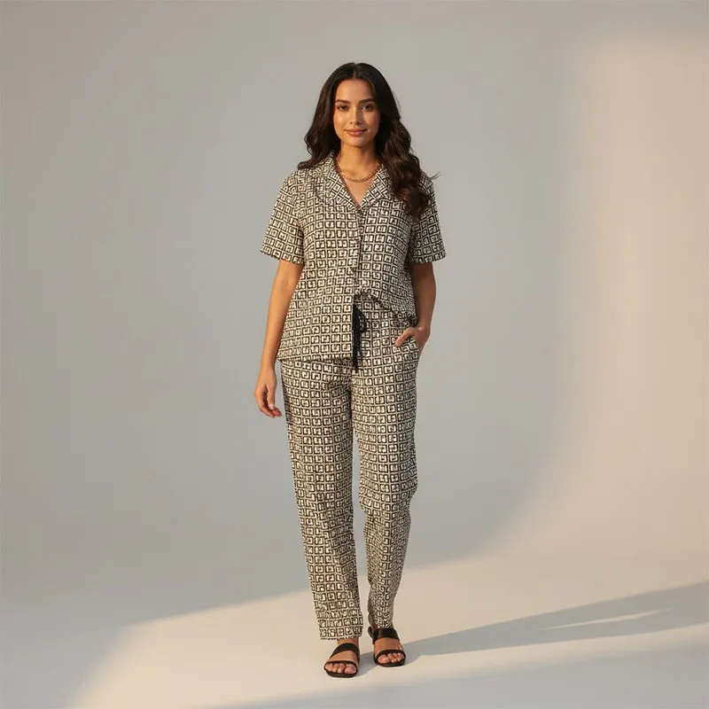 Pijama Dame (camasa m.scurta cu pantaloni) (48-56)