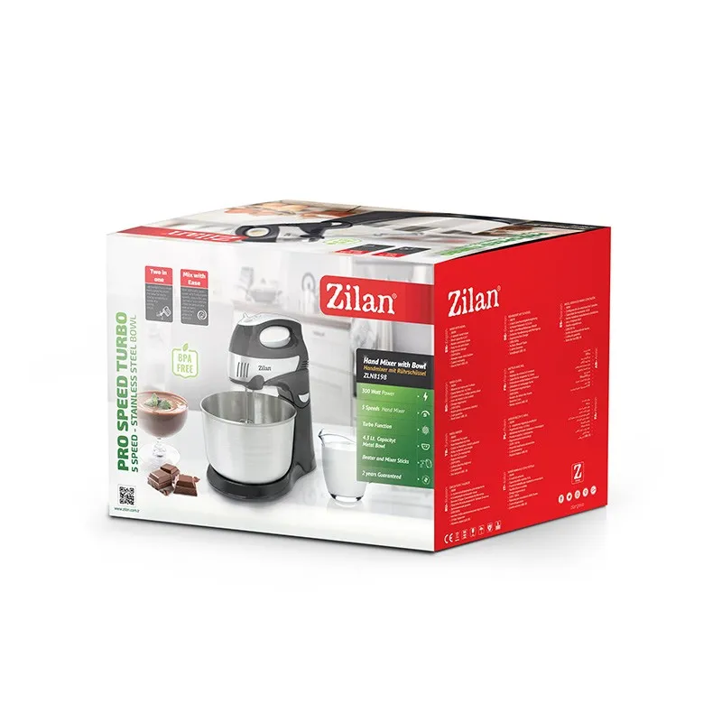Mixer cu bol din inox 4.3L 300W